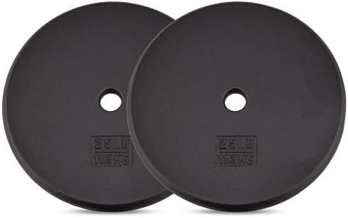 Yes4All Standard 1" Cast Iron Weight Plate - Strength Training - Multiple Weight: 5LB to 25LB (Single & Set of 4) Yes4