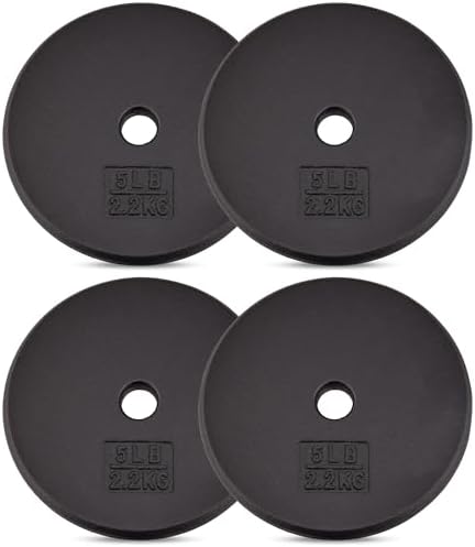 Yes4All Standard 1" Cast Iron Weight Plate - Strength Training - Multiple Weight: 5LB to 25LB (Single & Set of 4) Yes4