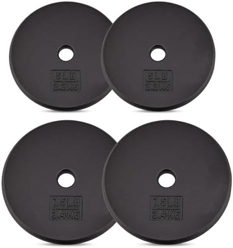 Yes4All Standard 1" Cast Iron Weight Plate - Strength Training - Multiple Weight: 5LB to 25LB (Single & Set of 4) Yes4