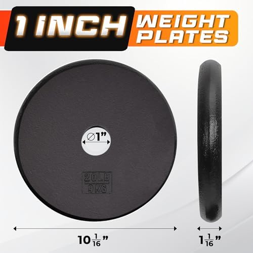 Yes4All Standard 1" Cast Iron Weight Plate - Strength Training - Multiple Weight: 5LB to 25LB (Single & Set of 4) Yes4