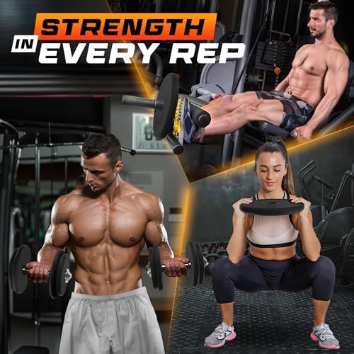 Yes4All Standard 1" Cast Iron Weight Plate - Strength Training - Multiple Weight: 5LB to 25LB (Single & Set of 4) Yes4