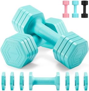 Adjustable Dumbbell Set for Women at Home Exercise Training | 4 in 1 Free Weights Dumbbells for Women Home Gym | Adjust
