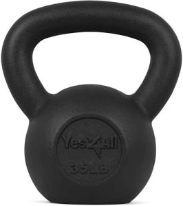 Yes4All Cast Iron Kettlebell, Strength Training Kettlebells for Men 5-80 Lb for Full Body Workout and Push Up - Set of 2