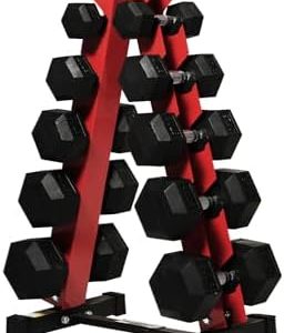 RitFit 250LB Rubber Hex Dumbbells with Weights Rack for Home Strength Training | RitFit 300LB Rubber Hex Dumbbells and