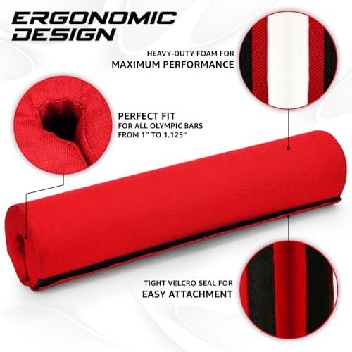 Yes4All Ergonomic Foam Bar Pad, Olympic Barbell Squat & Neck Pad for Weight Lifting, Squats & Hip Thrusts
