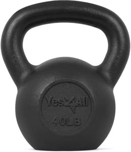 Yes4All Cast Iron Kettlebell, Strength Training Kettlebells 80 Lb (5,10,15,20,25,30,35,40,45,50,60,70,80 Lb) for Full Bo