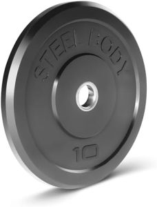 Steelbody Olympic Rubber Bumper Weight Plate - 10 lb. / 25 lb. / 35 lb. / 45 lb. Workout Weights + Strength Training + H