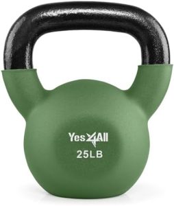 Yes4All Kettlebell - 35 LB Neoprene Coated Cast Iron Kettlebell for Home Gym, Wide Grip Handle & Flat Bottom for Swings