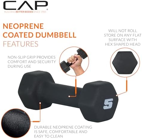 CAP Barbell Neoprene Dumbbell Weights Pairs & Sets for Home Gym Routines and Workouts | CAP Barbell Neoprene Dumbbell W