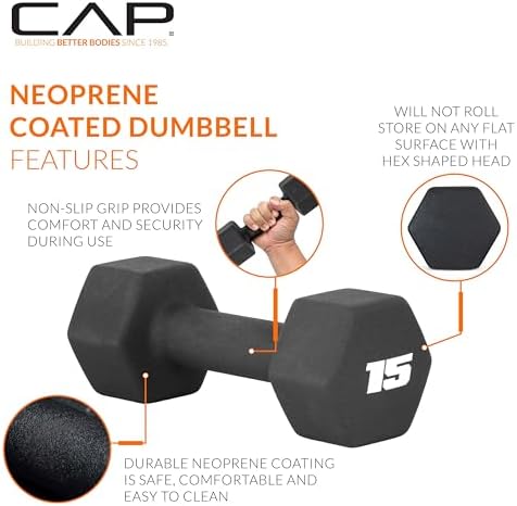 CAP Barbell Neoprene Dumbbell Weights Pairs & Sets for Home Gym Routines and Workouts | CAP Barbell Neoprene Dumbbell W