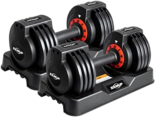 Adjustable Dumbbells 25/55 lbs Pair for Exercise & Fitness Fast Adjust Weight for Full Body Workout