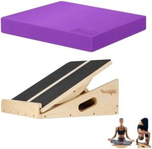 Yes4All 2in1 Wood Slant Board & Balance Board (XL Purple) Physical Therapy & Yoga Training