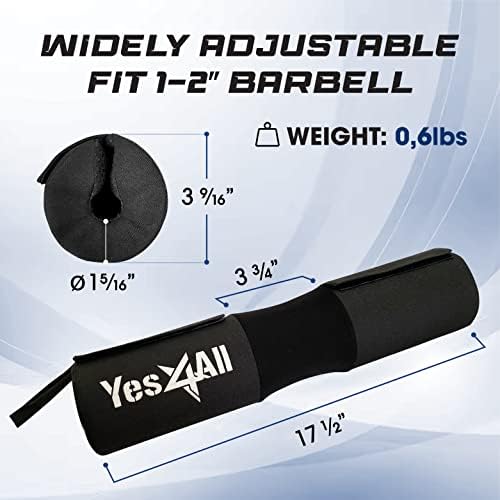 Yes4All Ergonomic Foam Bar Pad, Olympic Barbell Squat & Neck Pad for Weight Lifting, Squats & Hip Thrusts