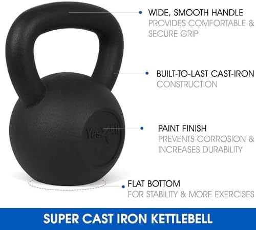 Yes4All Kettlebell Sets, Strength Training Kettlebells, Multi-Level from Beginners to Pros, Home Gym, Cast Iron, Wide Ha