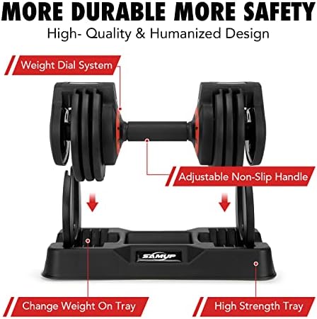 Adjustable Dumbbells 25/55 lbs Pair for Exercise & Fitness Fast Adjust Weight for Full Body Workout