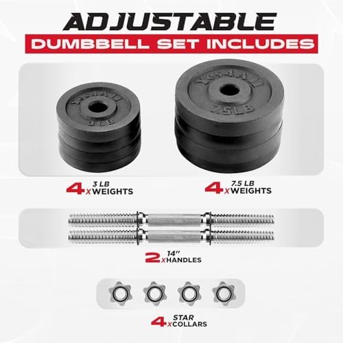 Yes4All 40lbs to 200lbs Adjustable Dumbbell Set for Home Gym Users, Star Lock Collars/Connector, Portable & Space Saving