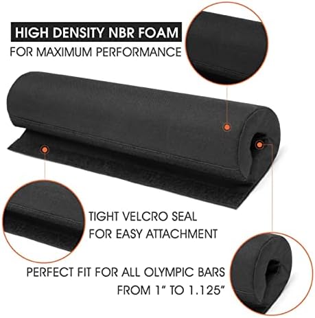 Yes4All Ergonomic Foam Bar Pad, Olympic Barbell Squat & Neck Pad for Weight Lifting, Squats & Hip Thrusts