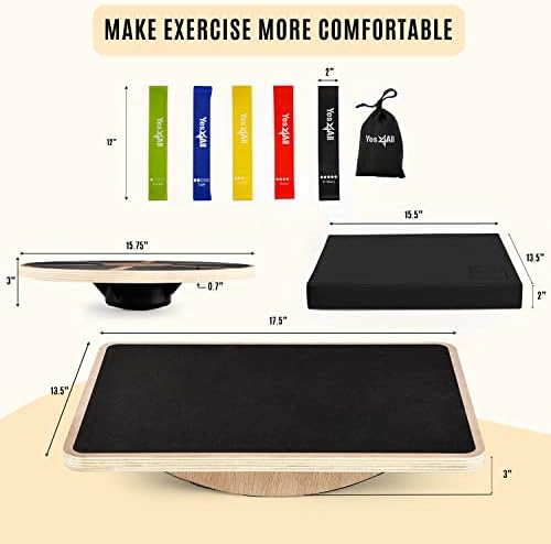 Yes4All Versatile Wooden Wobble Balance Board for Standing Desk Usage | Yes4All Core Training and Exercise Balance Stab