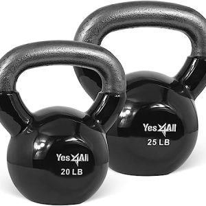Yes4All Kettlebell, Stable Flat Bottom Kettlebell, Cast Iron Sets for Full Body Workout, Push Up, Grip Strength Training