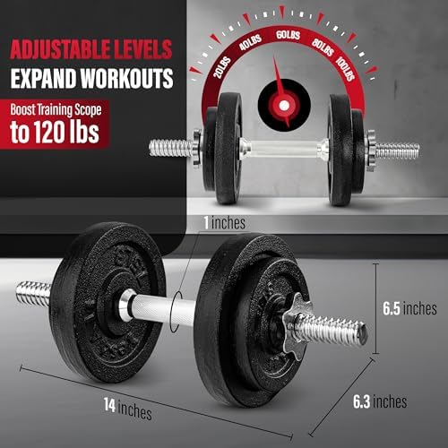 Yes4All 40lbs to 200lbs Adjustable Dumbbell Set for Home Gym Users, Star Lock Collars/Connector, Portable & Space Saving
