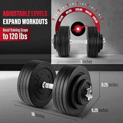 Yes4All 40lbs to 200lbs Adjustable Dumbbell Set for Home Gym Users, Star Lock Collars/Connector, Portable & Space Saving