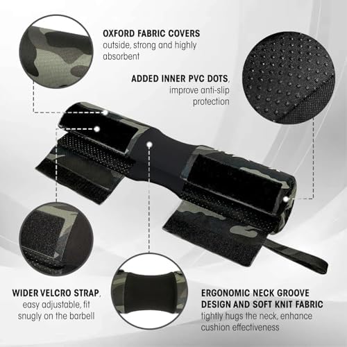 Yes4All Ergonomic Foam Bar Pad, Olympic Barbell Squat & Neck Pad for Weight Lifting, Squats & Hip Thrusts