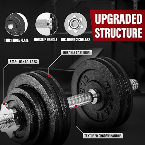 Yes4All 40lbs to 200lbs Adjustable Dumbbell Set for Home Gym Users, Star Lock Collars/Connector, Portable & Space Saving