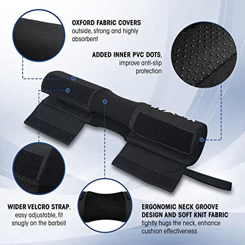 Yes4All Ergonomic Foam Bar Pad, Olympic Barbell Squat & Neck Pad for Weight Lifting, Squats & Hip Thrusts