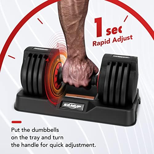 Adjustable Dumbbells 25/55 lbs Pair for Exercise & Fitness Fast Adjust Weight for Full Body Workout