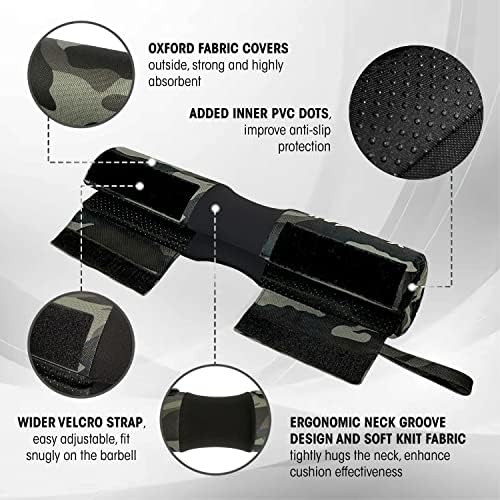 Yes4All Ergonomic Foam Bar Pad, Olympic Barbell Squat & Neck Pad for Weight Lifting, Squats & Hip Thrusts