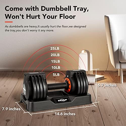 Adjustable Dumbbells 25/55 lbs Pair for Exercise & Fitness Fast Adjust Weight for Full Body Workout