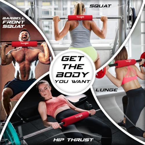 Yes4All Ergonomic Foam Bar Pad, Olympic Barbell Squat & Neck Pad for Weight Lifting, Squats & Hip Thrusts
