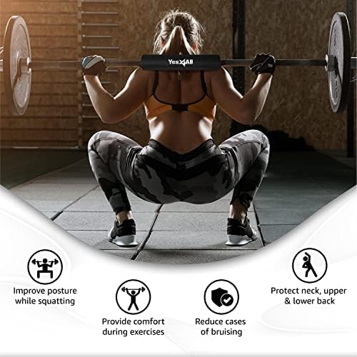 Yes4All Ergonomic Foam Bar Pad, Olympic Barbell Squat & Neck Pad for Weight Lifting, Squats & Hip Thrusts