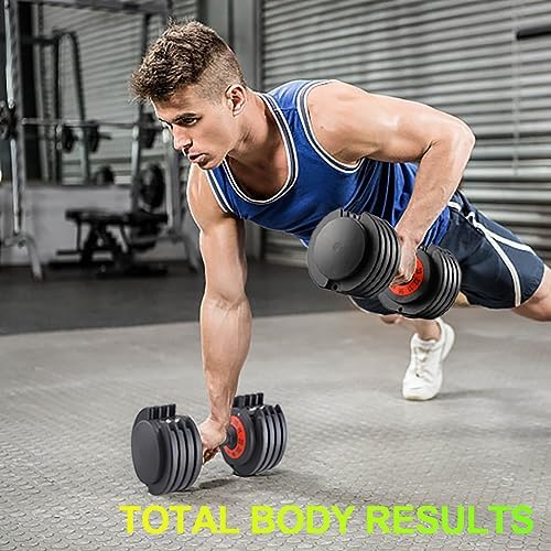 Adjustable Dumbbells 25/55 lbs Pair for Exercise & Fitness Fast Adjust Weight for Full Body Workout