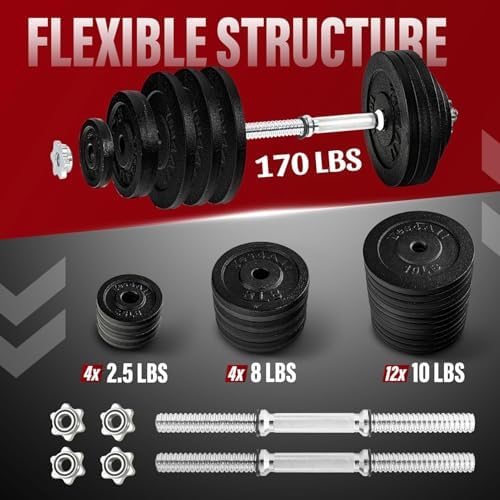 Yes4All 40lbs to 200lbs Adjustable Dumbbell Set for Home Gym Users, Star Lock Collars/Connector, Portable & Space Saving