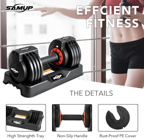 Adjustable Dumbbells 25/55 lbs Pair for Exercise & Fitness Fast Adjust Weight for Full Body Workout
