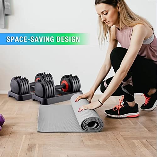 Adjustable Dumbbells 25/55 lbs Pair for Exercise & Fitness Fast Adjust Weight for Full Body Workout