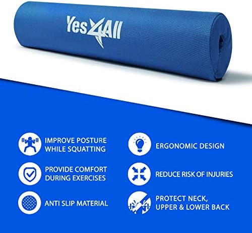 Yes4All Ergonomic Foam Bar Pad, Olympic Barbell Squat & Neck Pad for Weight Lifting, Squats & Hip Thrusts