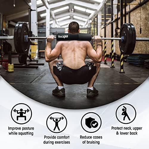 Yes4All Ergonomic Foam Bar Pad, Olympic Barbell Squat & Neck Pad for Weight Lifting, Squats & Hip Thrusts