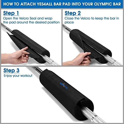 Yes4All Ergonomic Foam Bar Pad, Olympic Barbell Squat & Neck Pad for Weight Lifting, Squats & Hip Thrusts