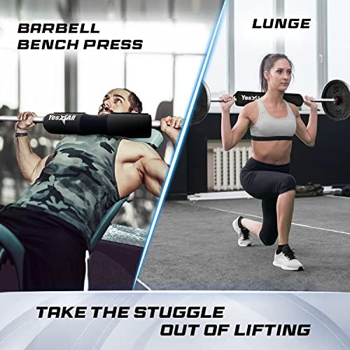 Yes4All Ergonomic Foam Bar Pad, Olympic Barbell Squat & Neck Pad for Weight Lifting, Squats & Hip Thrusts