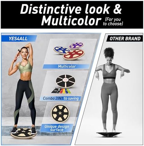Yes4All Versatile Wooden Wobble Balance Board for Standing Desk Usage | Yes4All Core Training and Exercise Balance Stab