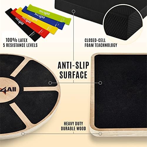 Yes4All Versatile Wooden Wobble Balance Board for Standing Desk Usage | Yes4All Core Training and Exercise Balance Stab