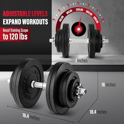Yes4All 40lbs to 200lbs Adjustable Dumbbell Set for Home Gym Users, Star Lock Collars/Connector, Portable & Space Saving