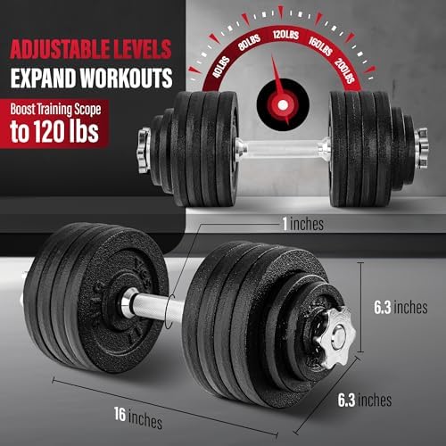 Yes4All 40lbs to 200lbs Adjustable Dumbbell Set for Home Gym Users, Star Lock Collars/Connector, Portable & Space Saving