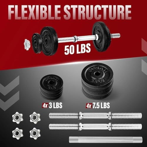 Yes4All 40lbs to 200lbs Adjustable Dumbbell Set for Home Gym Users, Star Lock Collars/Connector, Portable & Space Saving
