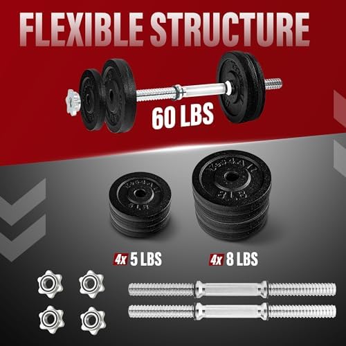 Yes4All 40lbs to 200lbs Adjustable Dumbbell Set for Home Gym Users, Star Lock Collars/Connector, Portable & Space Saving