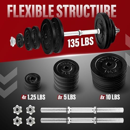 Yes4All 40lbs to 200lbs Adjustable Dumbbell Set for Home Gym Users, Star Lock Collars/Connector, Portable & Space Saving