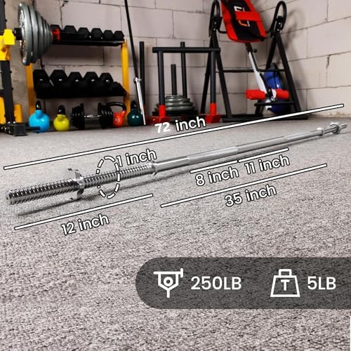 Fitvids 6FT Standard Barbell with Star Locks for Strength Training & Weightlifting, Black Prime Fitvids 6FT Standard Bar